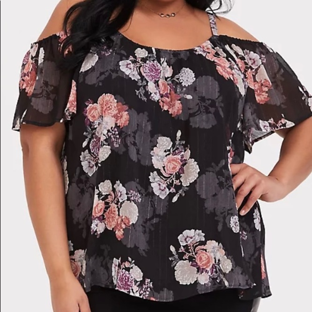 Torrid Cold-Shoulder Floral Top— Size 1